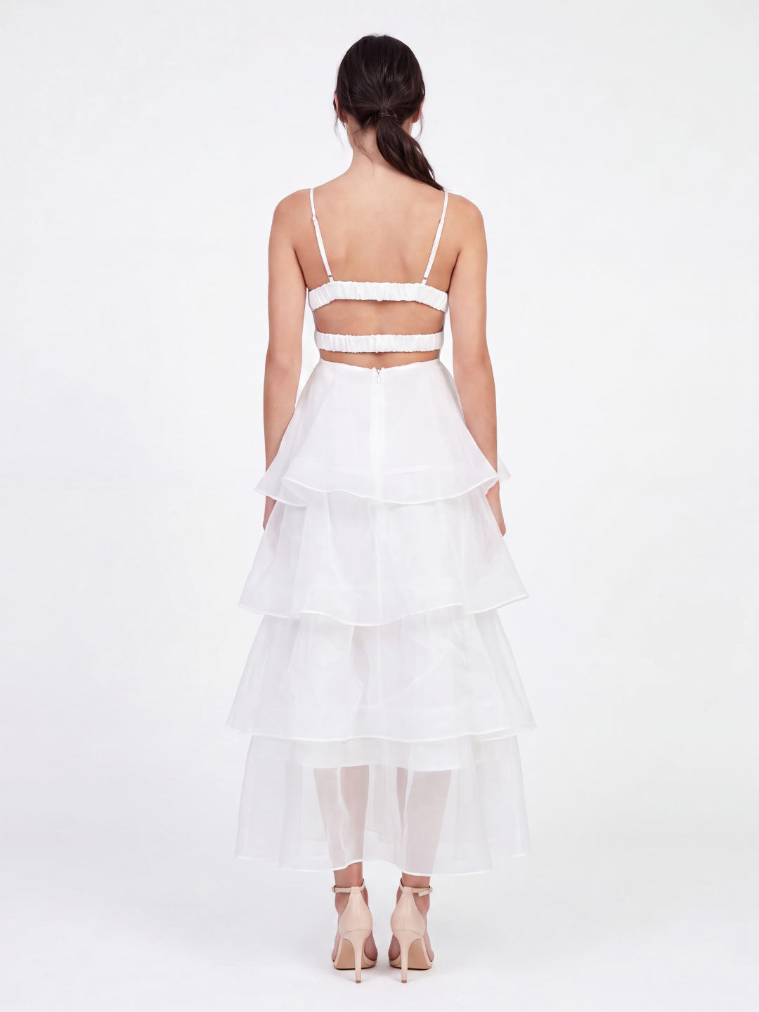 CATALINA Women's Tiered Ruffle Midi Dress with Organza Skirt