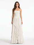 SKYLAR Women's Pleated Chiffon Strapless Maxi Dress