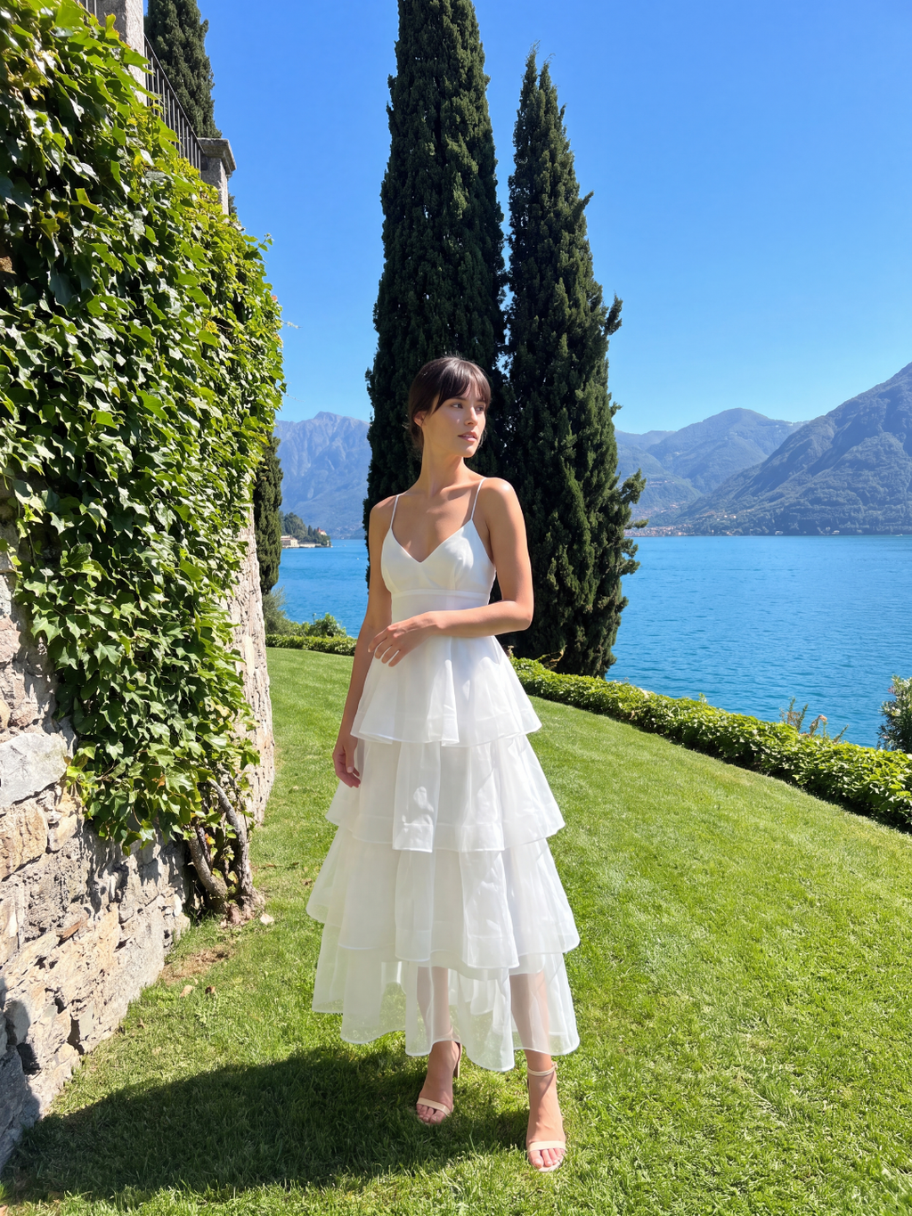 CATALINA Women's Tiered Ruffle Midi Dress with Organza Skirt