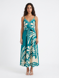 NICOLE Women's Surplice Maxi Dress with Tropical Print