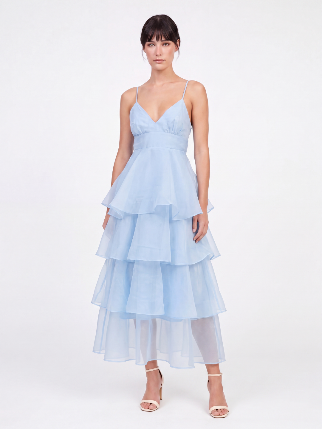 CATALINA Women's Tiered Ruffle Midi Dress with Organza Skirt
