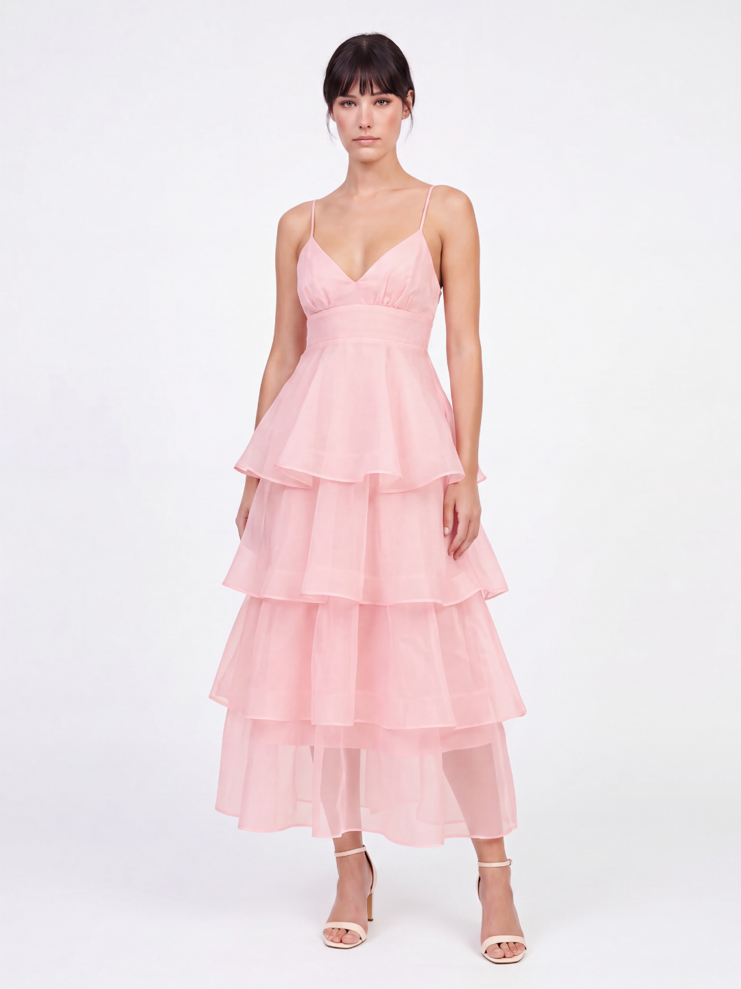 CATALINA Women's Tiered Ruffle Midi Dress with Organza Skirt