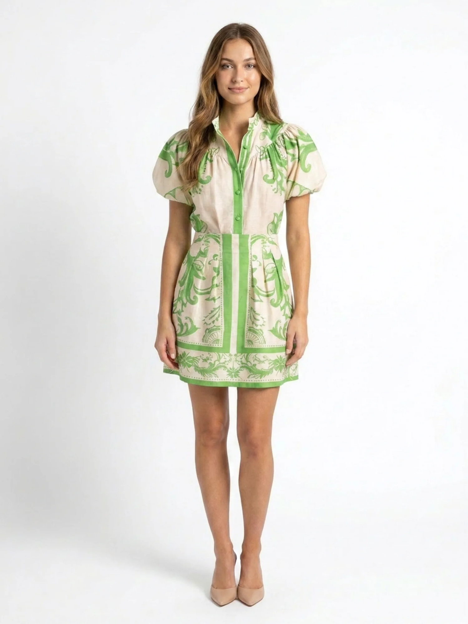SOPHIA Women's Floral Print Puff-Sleeve Two-Piece Mini Set
