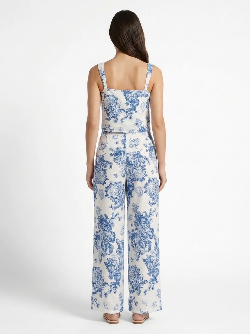 WILHELMINA Women's Floral Print Square-Neck Top & Wide-Leg Pants Set