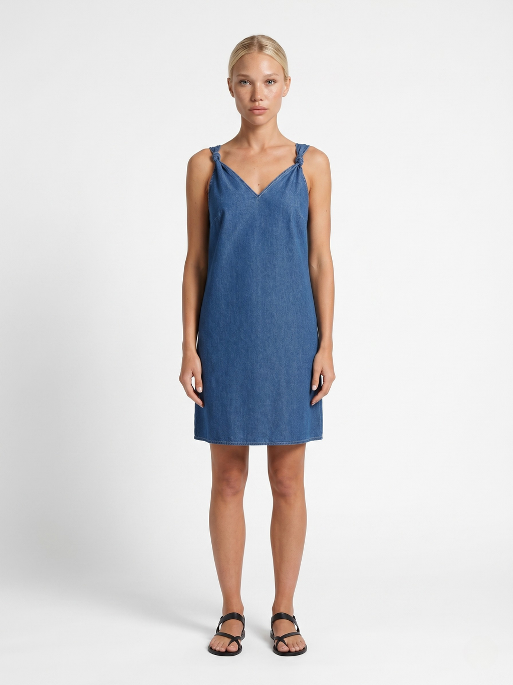 MICHELLE Women's V-Neck Denim Mini Dress