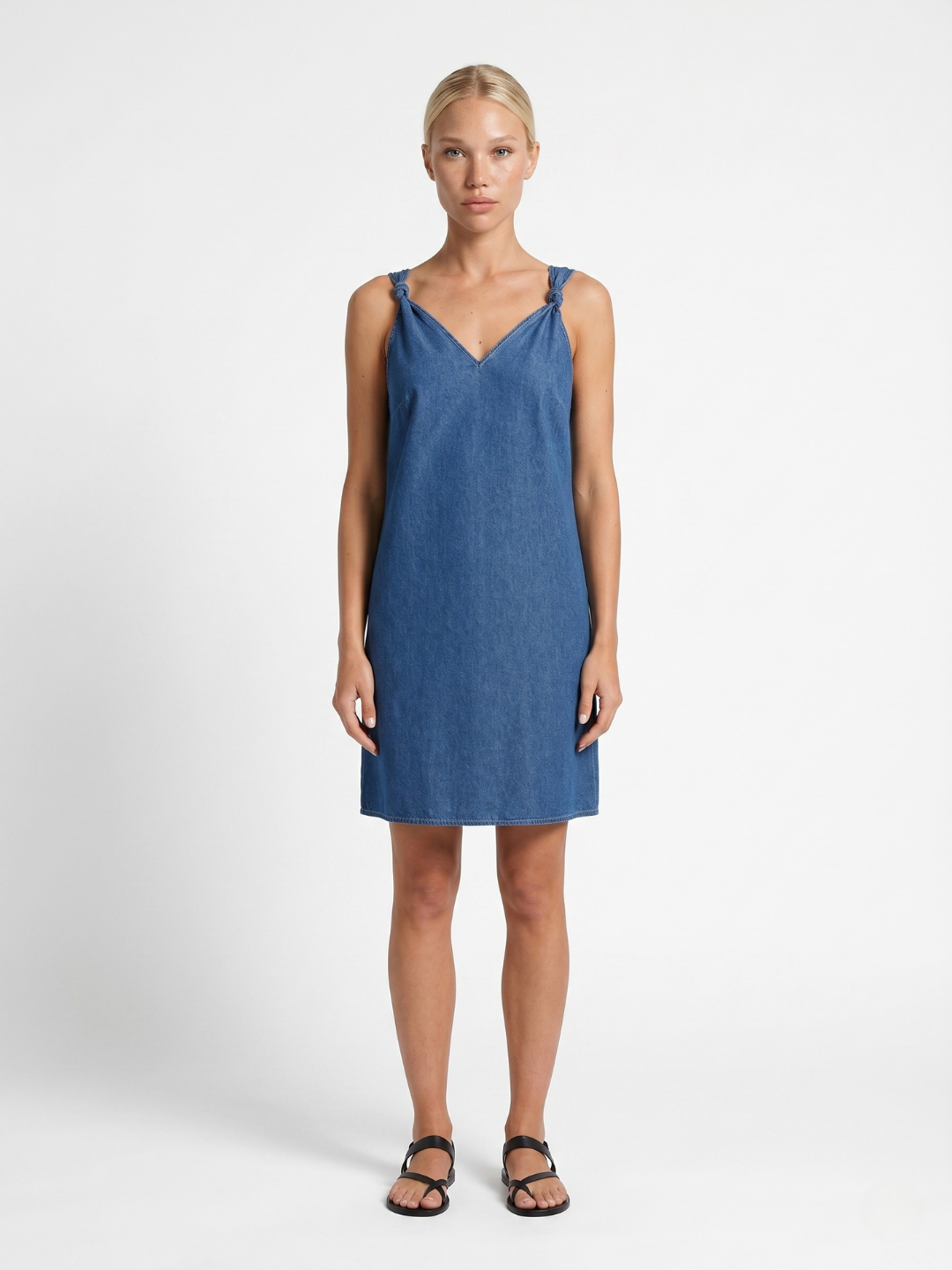 MICHELLE Women's V-Neck Denim Mini Dress