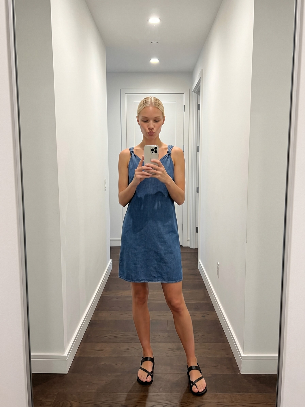 MICHELLE Women's V-Neck Denim Mini Dress