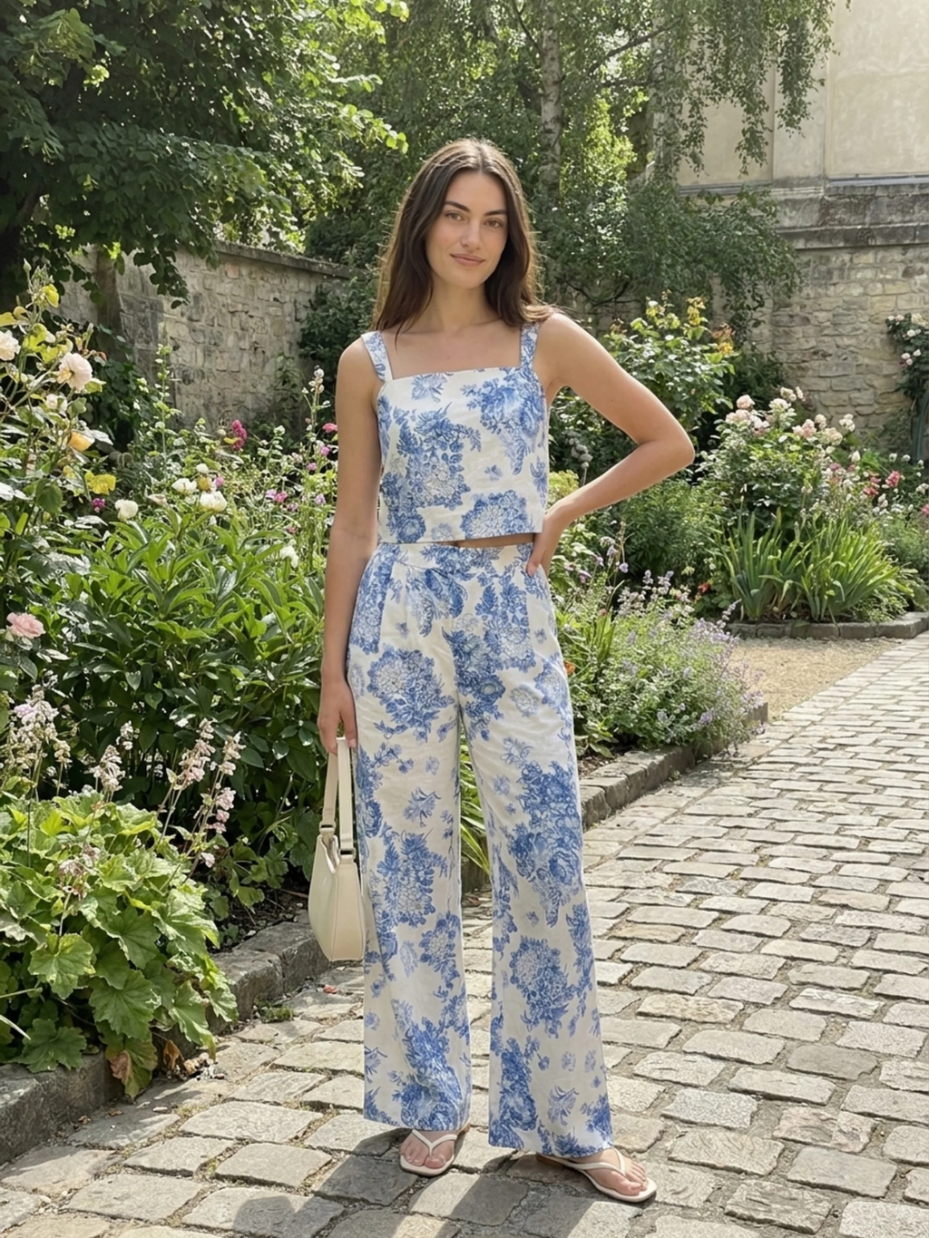 WILHELMINA Women's Floral Print Square-Neck Top & Wide-Leg Pants Set