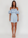 LEILA Women's Off-Shoulder Ruffle A-Line Mini Dress