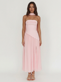 FARAH Women's Strapless Asymmetric Waist Drop-Skirt Maxi Dress
