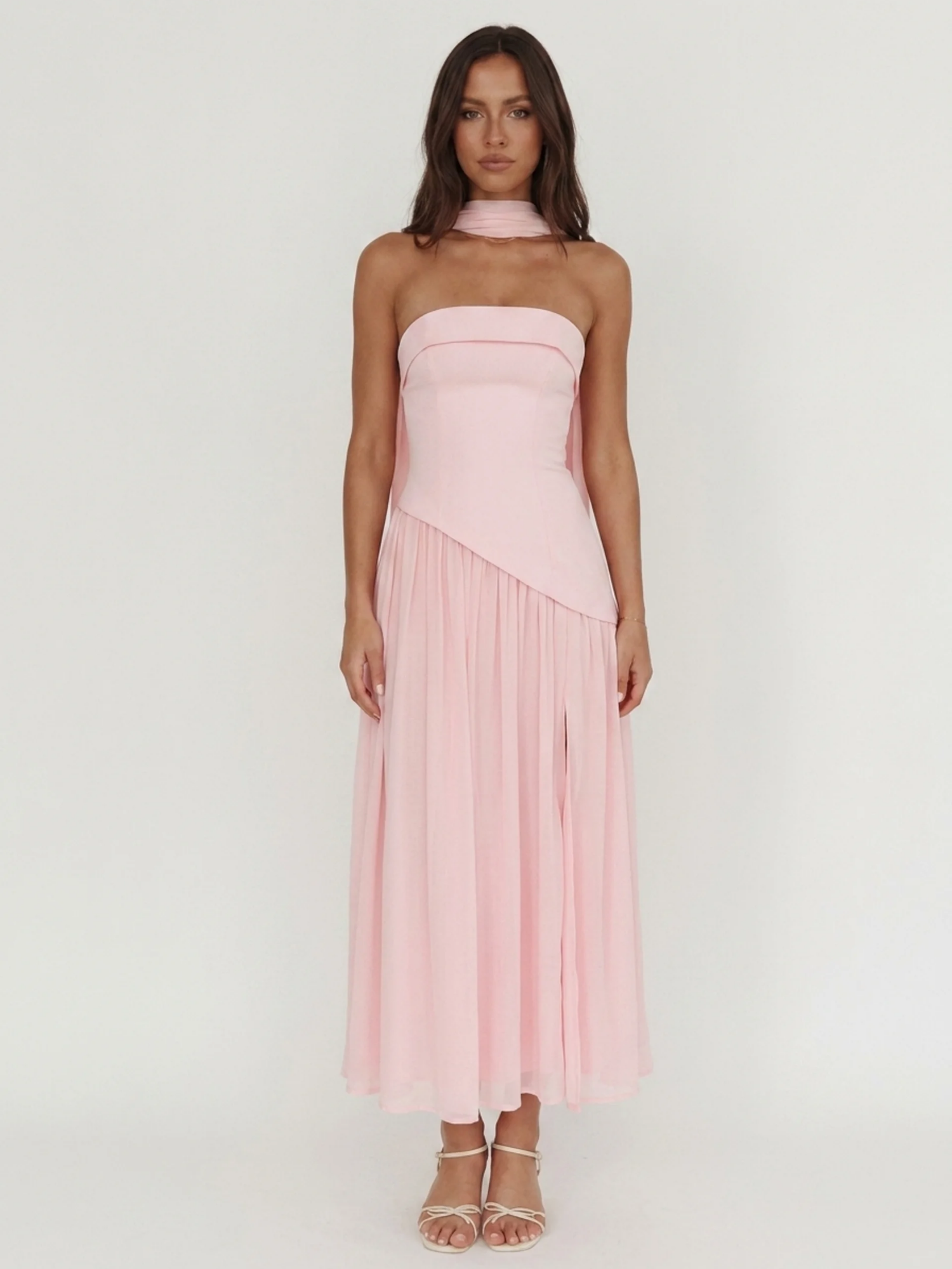 FARAH Women's Strapless Asymmetric Waist Drop-Skirt Maxi Dress