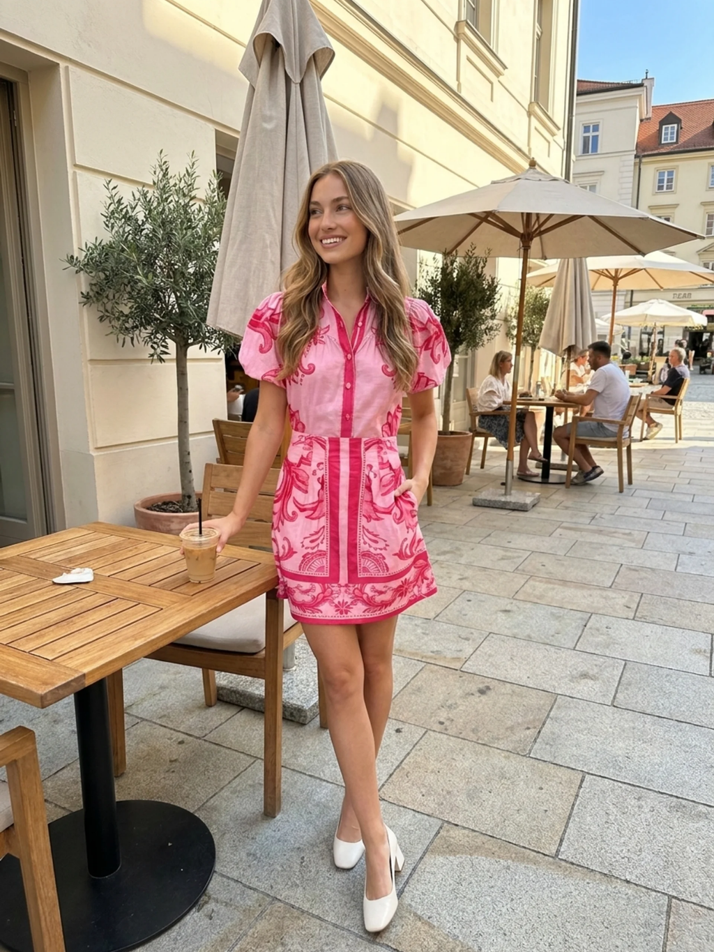 SOPHIA Women's Floral Print Puff-Sleeve Two-Piece Mini Set