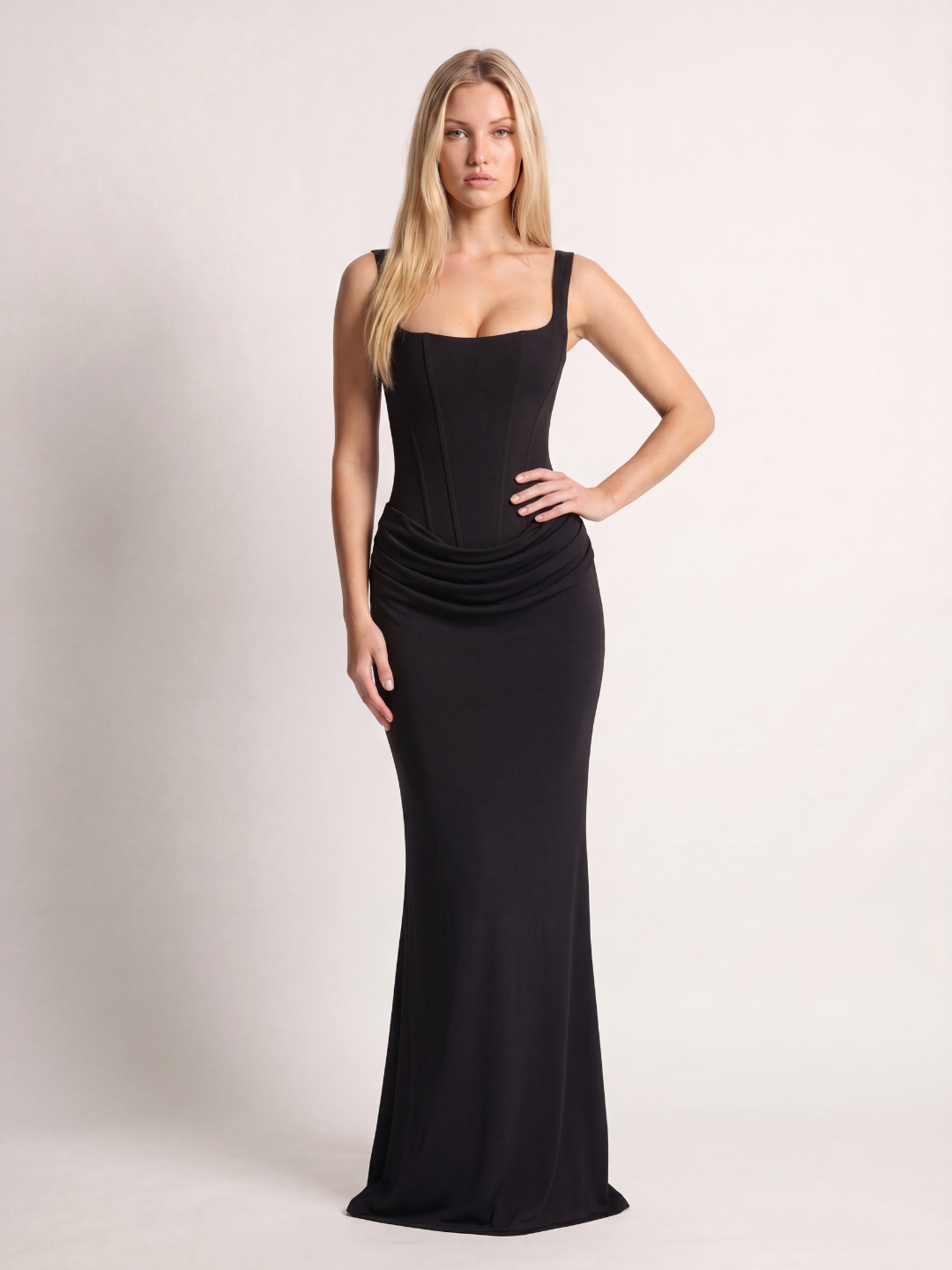 ARIANA Women's Square-Neck Corset Draped Maxi Dress