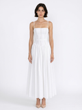 EVANGELINE Women's Floral Spaghetti-Strap Midi Dress with Gathered Skirt