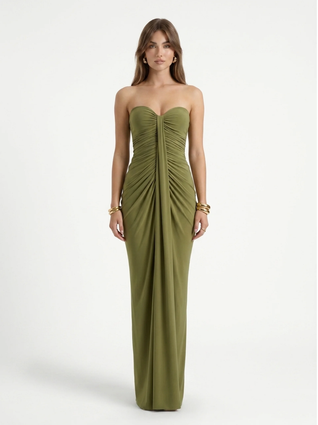 KAITLYN Women's Sweetheart Ruched Wrap Maxi Dress