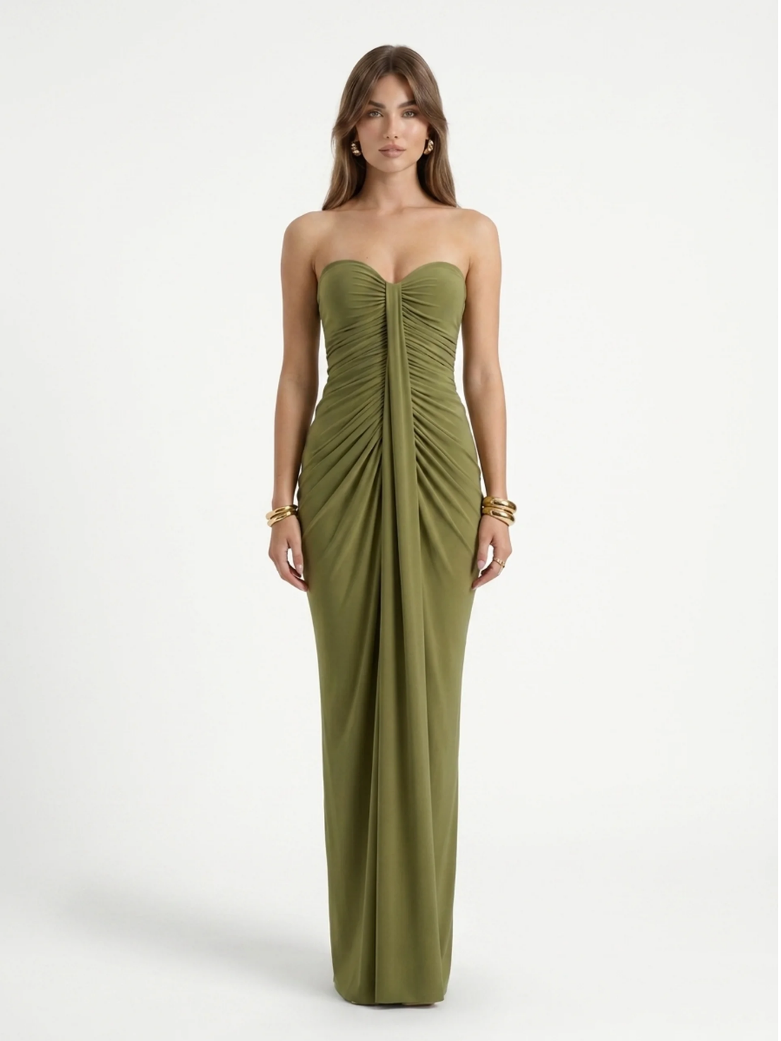 KAITLYN Women's Sweetheart Ruched Wrap Maxi Dress