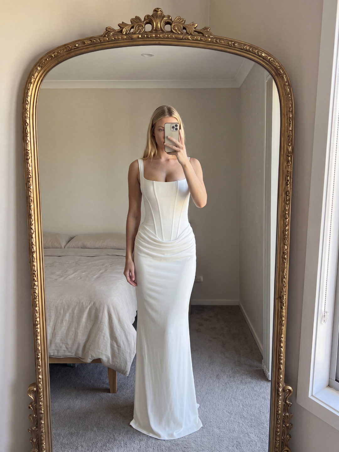 ARIANA Women's Square-Neck Corset Draped Maxi Dress