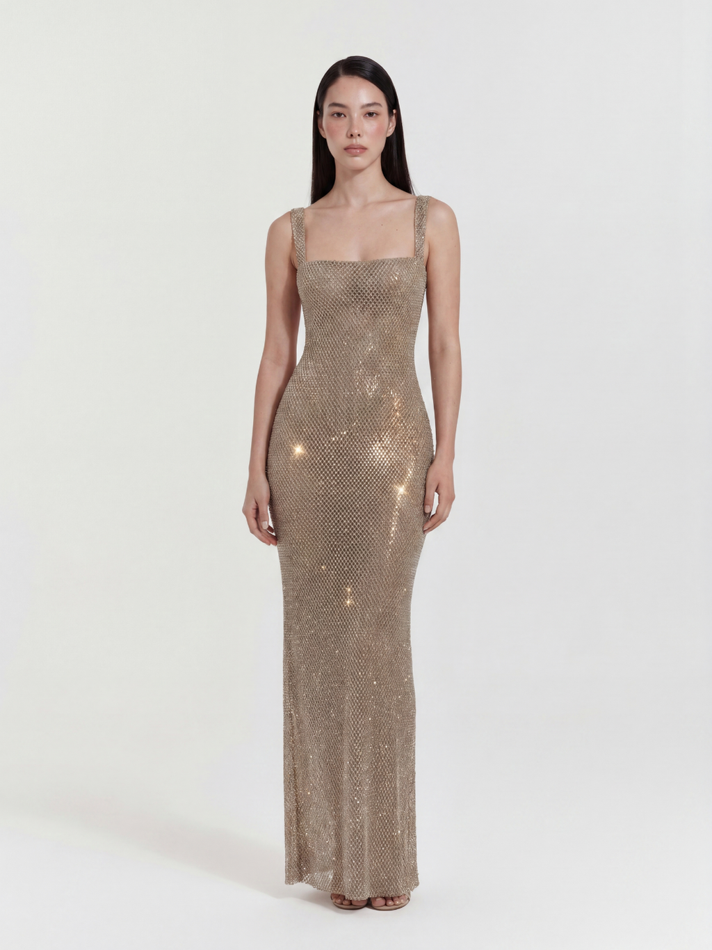 ISABELLA Women's Rhinestone Square-Neck Maxi Gown