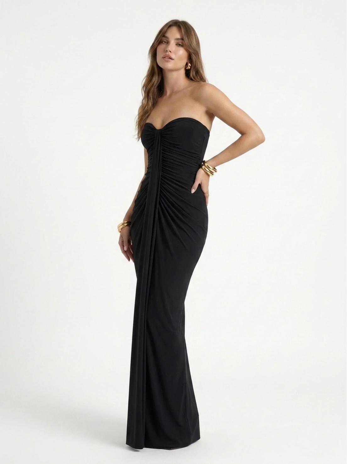 KAITLYN Women's Sweetheart Ruched Wrap Maxi Dress