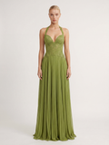 SERAPHINA Women's Halter Lace Corset Pleated Maxi Dress