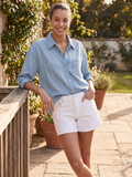 SADIE Women's Relaxed Chambray Button-Down Shirt with Pocket