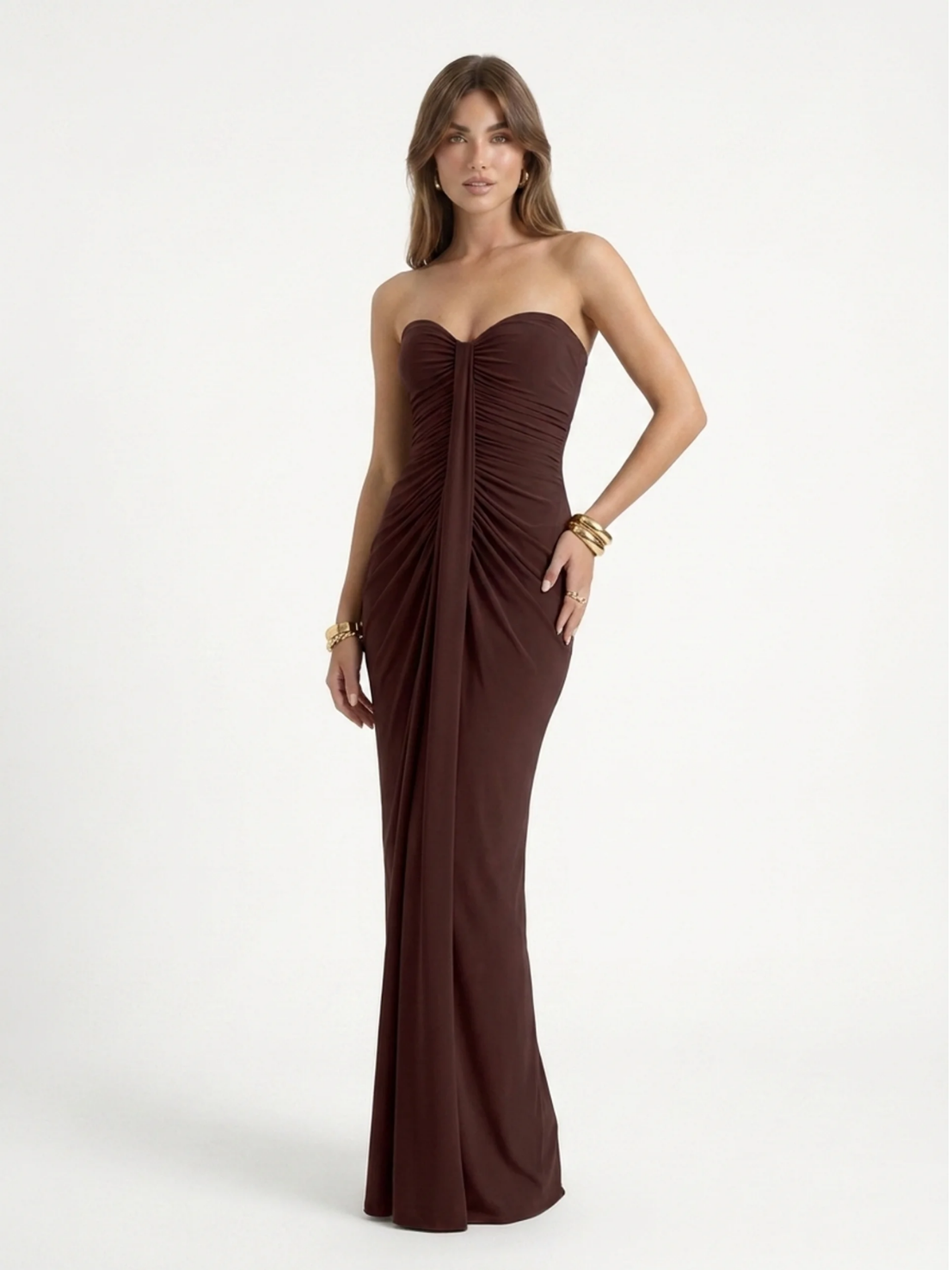 KAITLYN Women's Sweetheart Ruched Wrap Maxi Dress