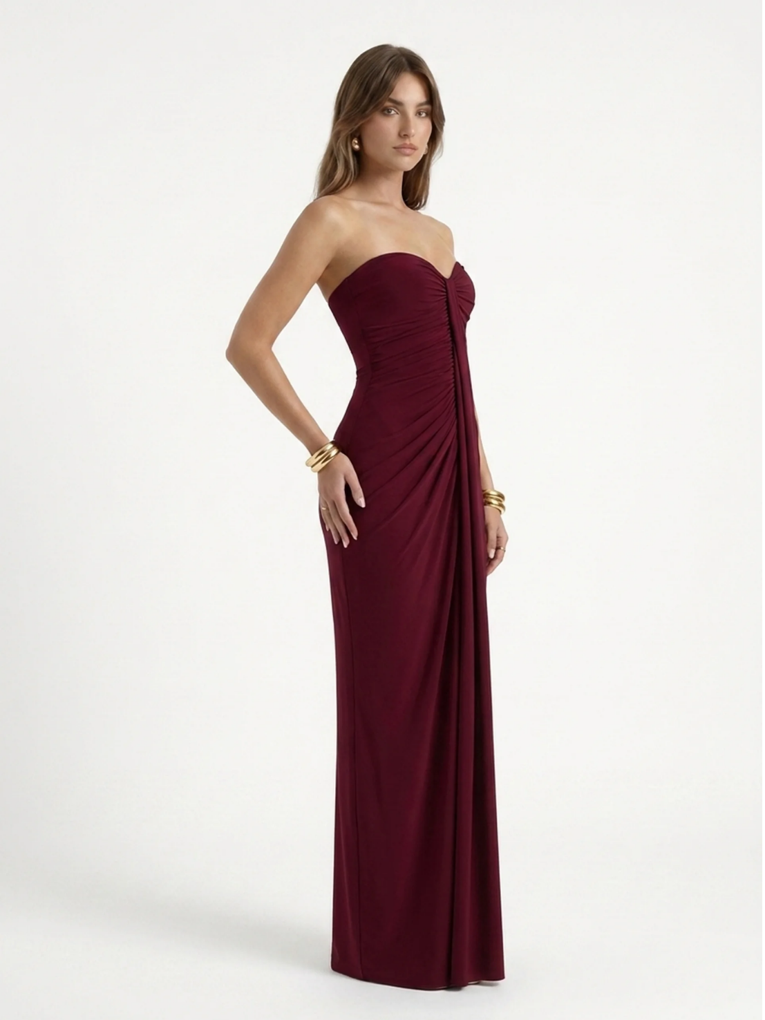 KAITLYN Women's Sweetheart Ruched Wrap Maxi Dress