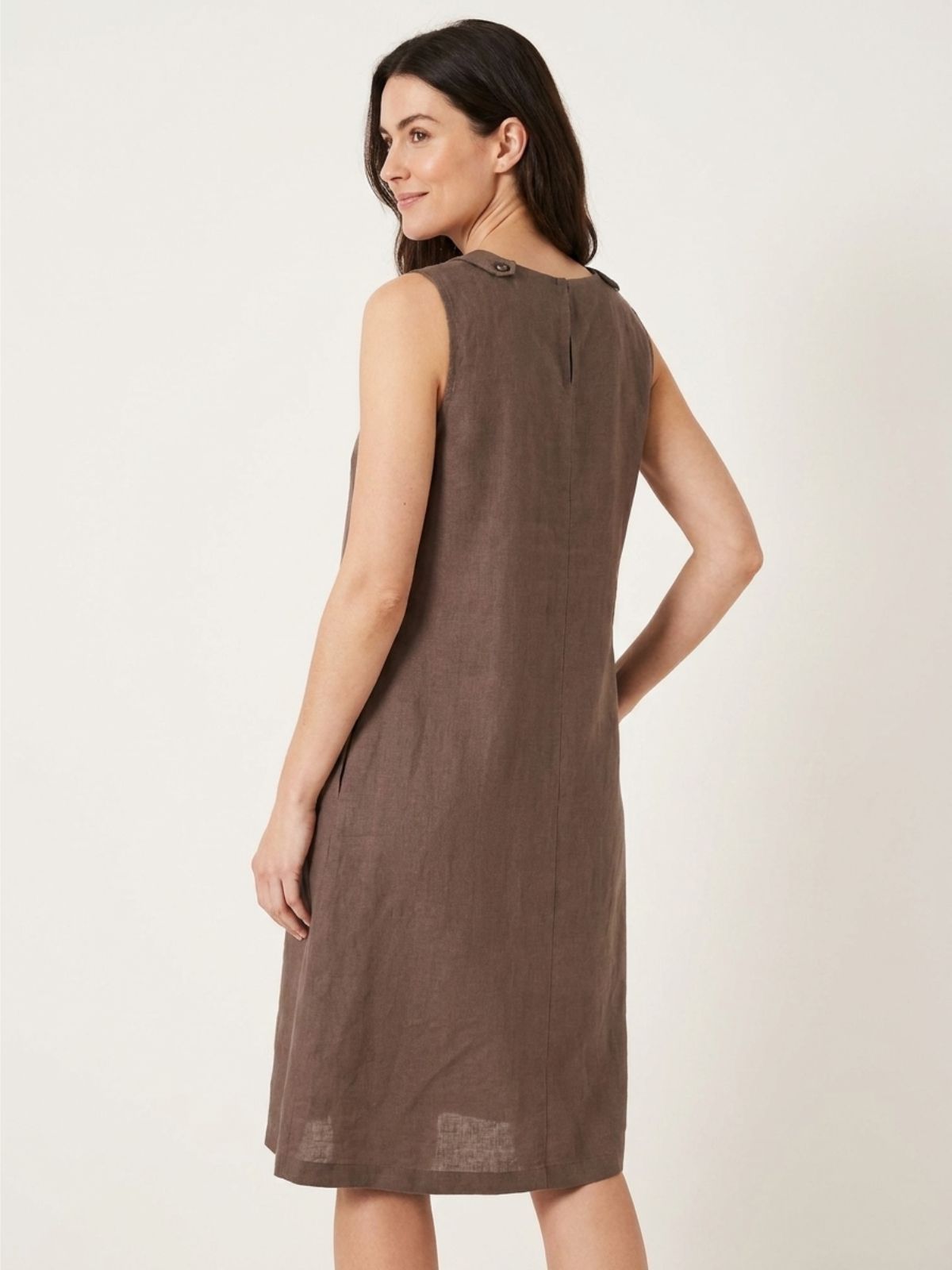 AMBER Women's Sleeveless Linen Midi Dress with High-Low Hem