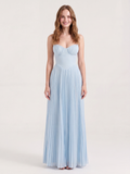 SIENA Women's Strapless Pleated Maxi Dress with Shell Corset Bodice