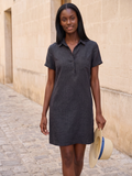HAZEL Women's Short-Sleeve Linen Relaxed Popover Shirtdress with Pockets
