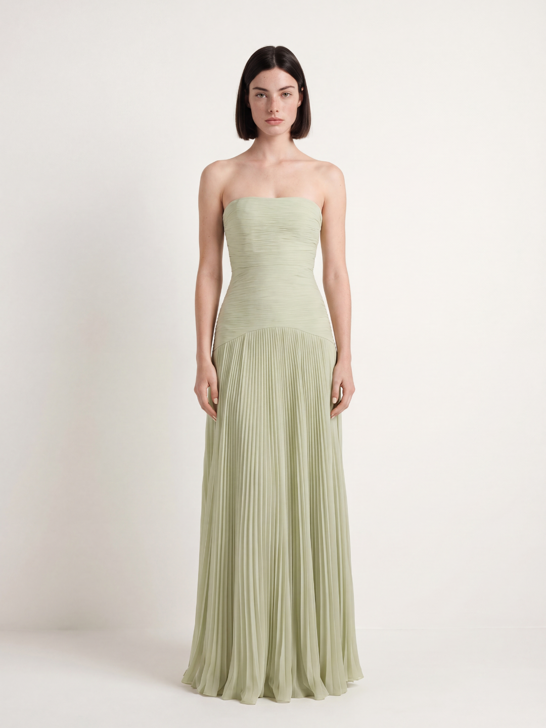 EVERLY Women's Strapless Ruched Dropped-Waist Pleated Maxi Dress