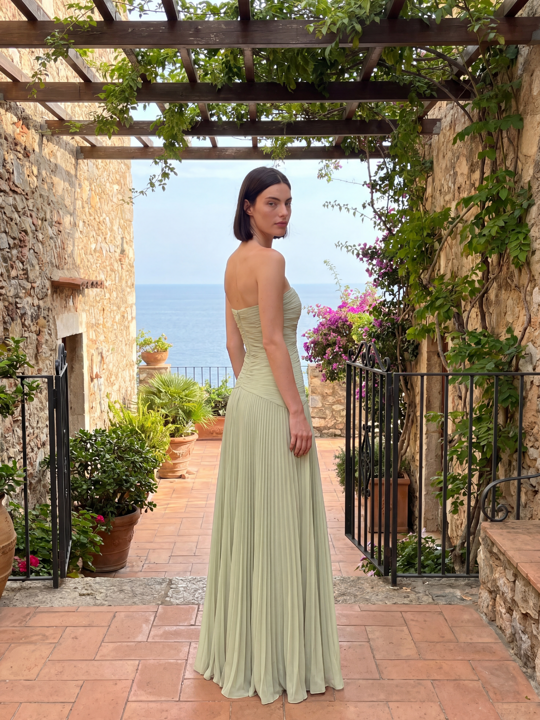 EVERLY Women's Strapless Ruched Dropped-Waist Pleated Maxi Dress