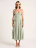 ROELLA Women's Strapless Corset Bodice Full-Skirt Midi Dress