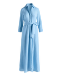 ADELINE Women's Three-Quarter Sleeve Linen Maxi Shirt Dress with Pockets