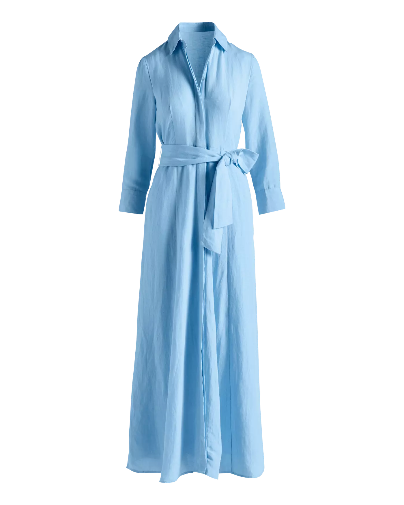 ADELINE Women's Three-Quarter Sleeve Linen Maxi Shirt Dress with Pockets
