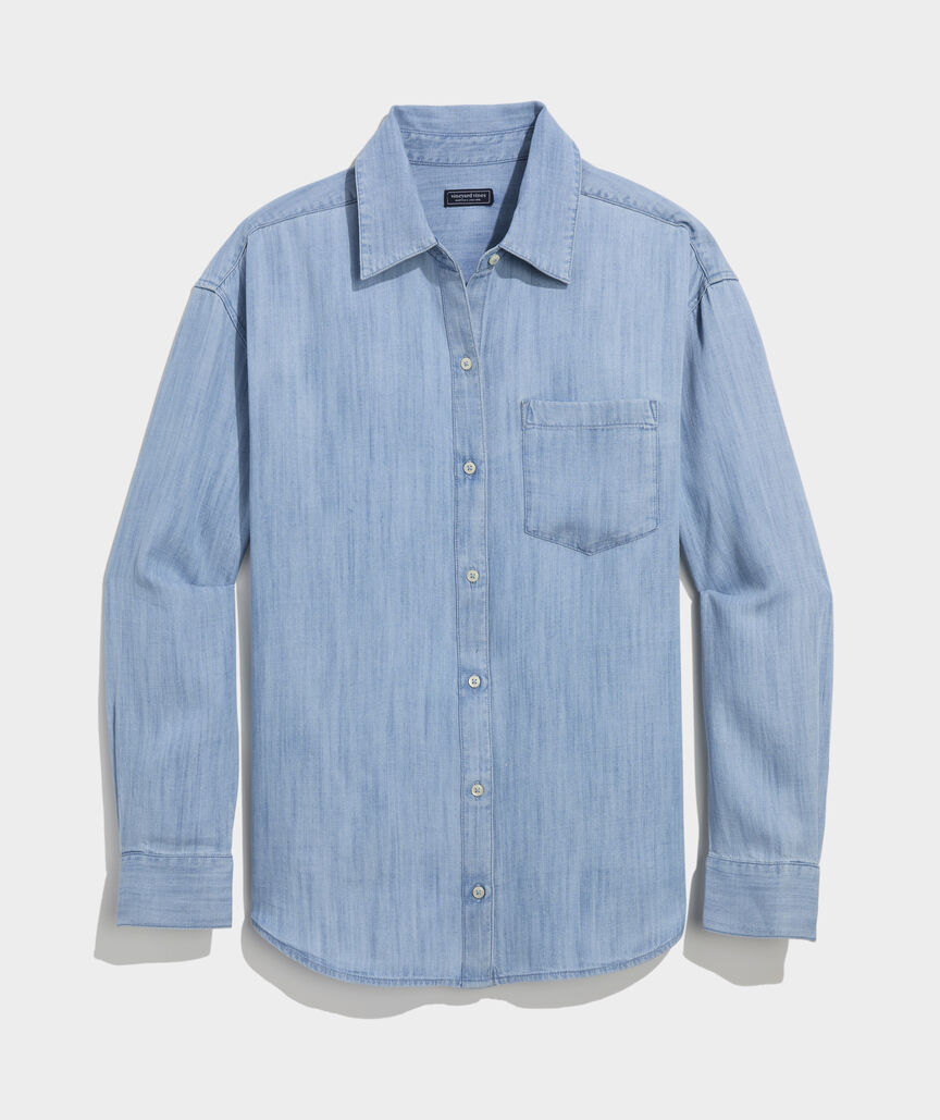SADIE Women's Relaxed Chambray Button-Down Shirt with Pocket
