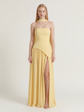 ISADORA Women's Strapless Asymmetric Contrast Maxi Dress with Choker