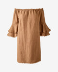 JOSIE Women's Off-the-Shoulder Tiered-Sleeve Linen Shift Dress