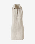 CORA Women's Sleeveless Zip-Detail Linen Collared Shift Dress with Pocket