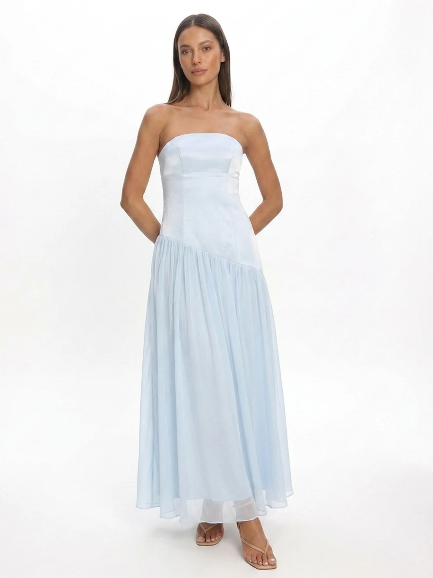 SIGRID Women's Strapless Asymmetric Drop-Waist Maxi Dress