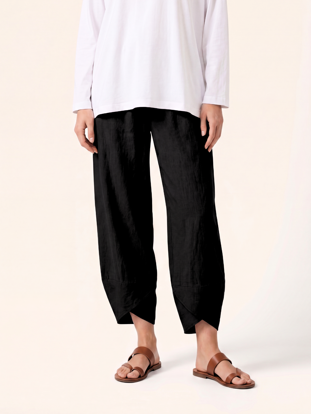 ODETTE Women's Tapered Linen Summer Pants with Pockets
