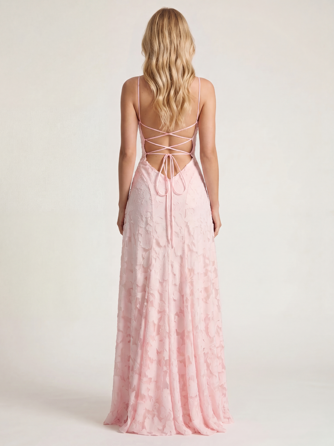 CAMILLE Women's Cowl Neck Butterfly Applique Lace-Up Maxi Dress