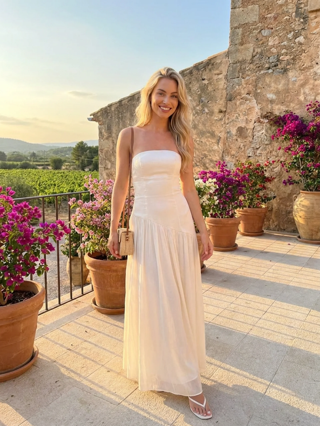 SIGRID Women's Strapless Asymmetric Drop-Waist Maxi Dress