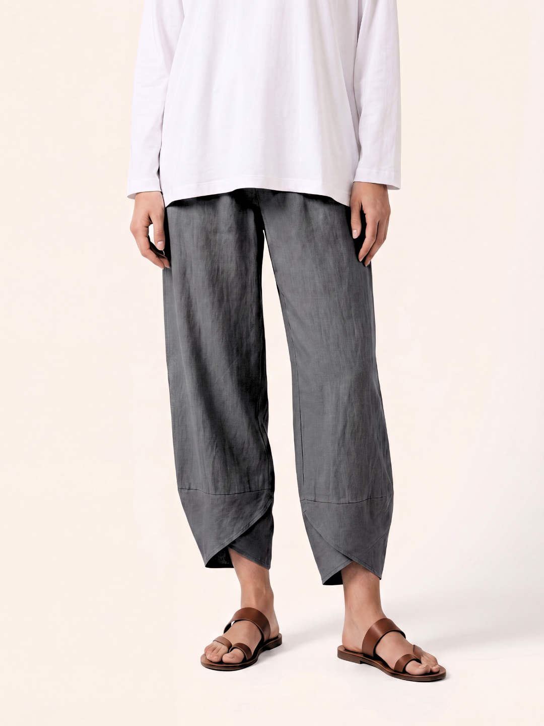 ODETTE Women's Tapered Linen Summer Pants with Pockets