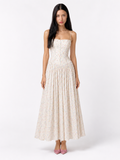 MARIAH Women's Floral Corset Drop Waist Midi Dress