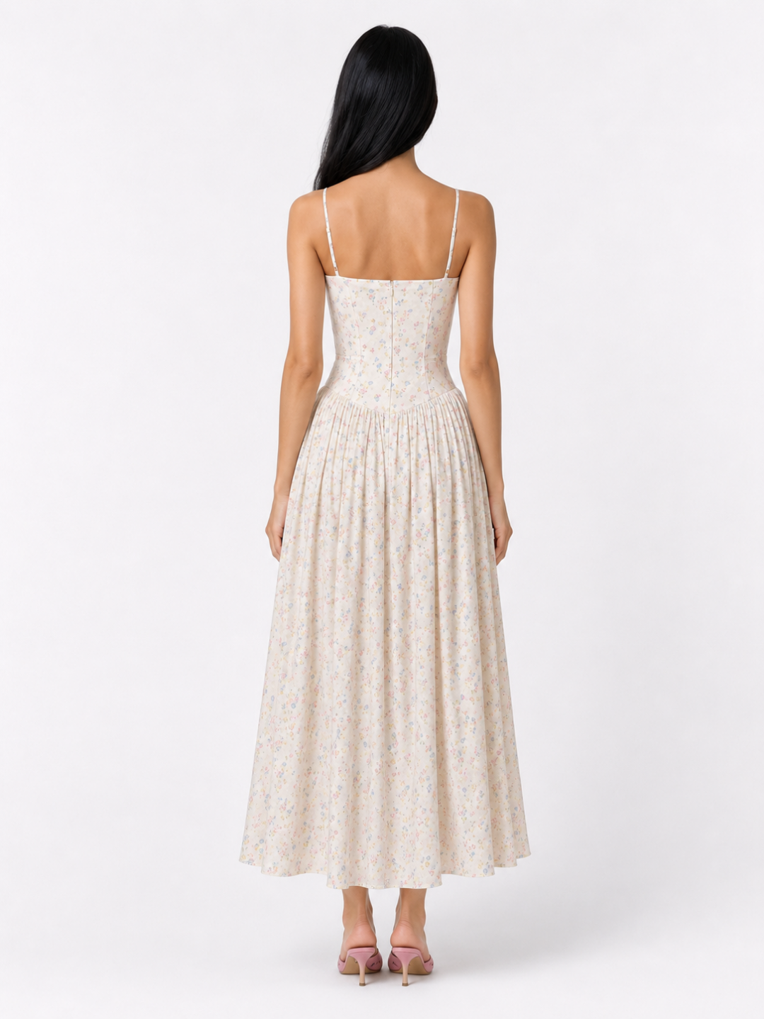 MARIAH Women's Floral Corset Drop Waist Midi Dress