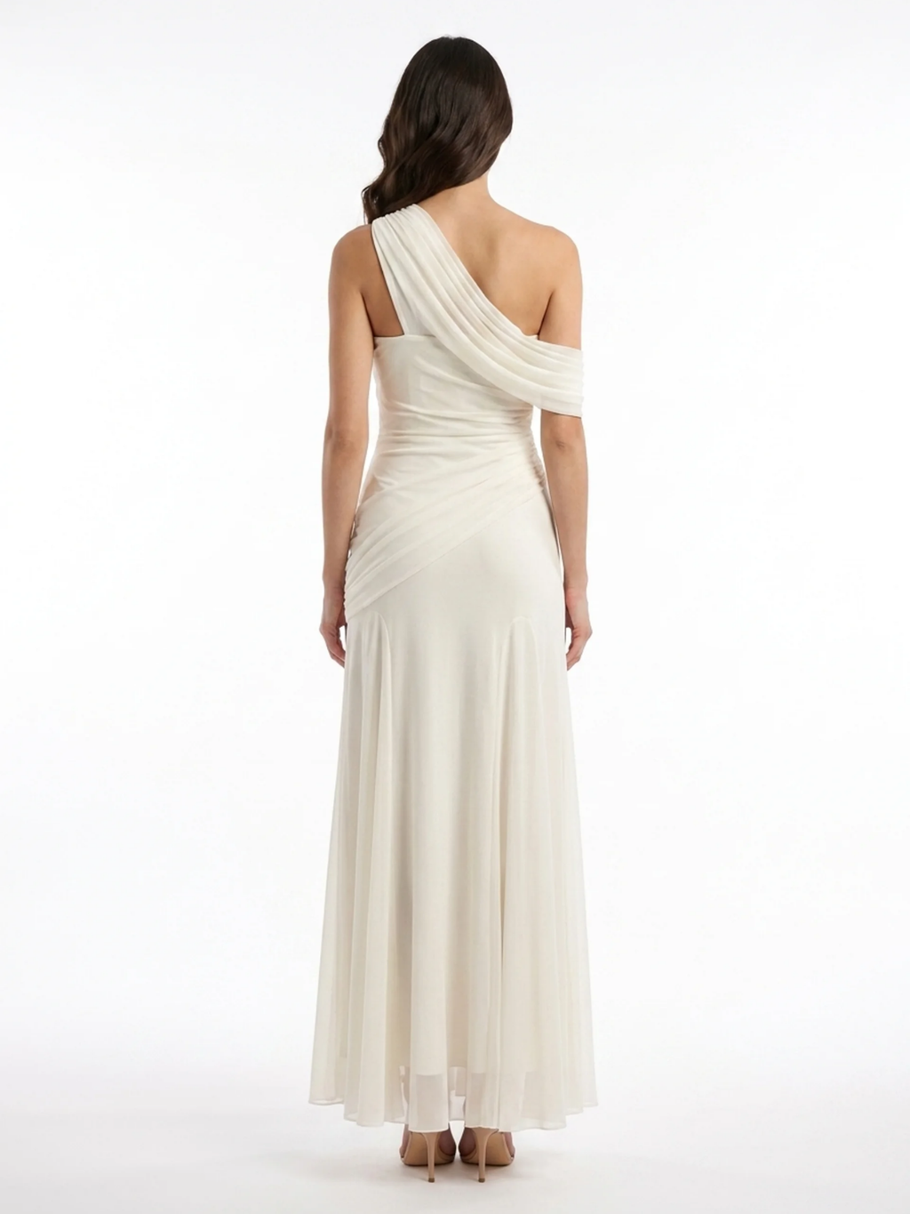 SOLVEIG Women's Asymmetric Draped One-Shoulder Maxi Gown