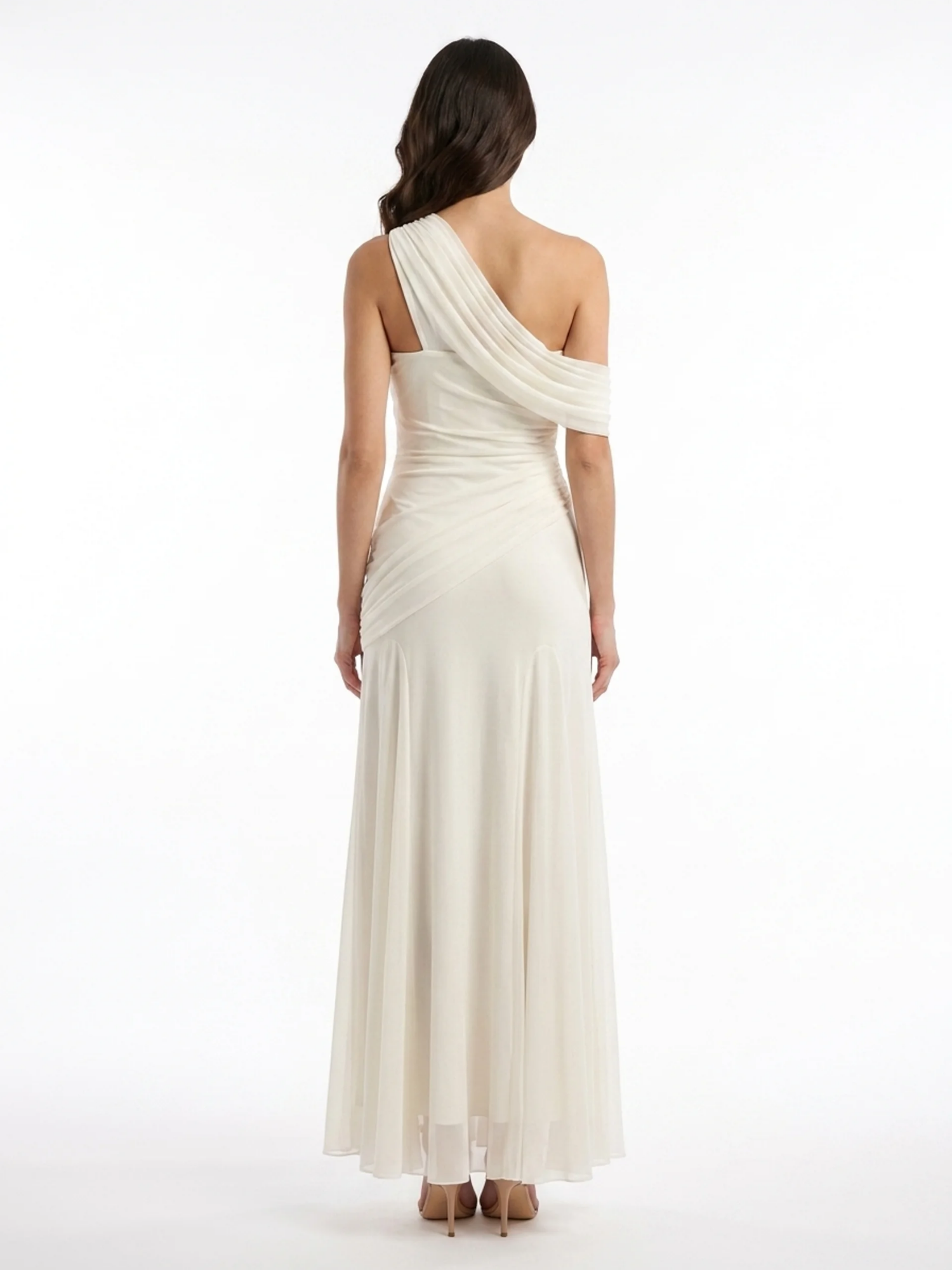 SOLVEIG Women's Asymmetric Draped One-Shoulder Maxi Gown