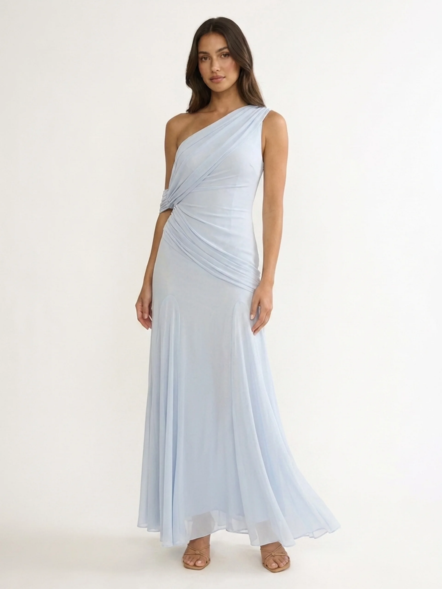 SOLVEIG Women's Asymmetric Draped One-Shoulder Maxi Gown