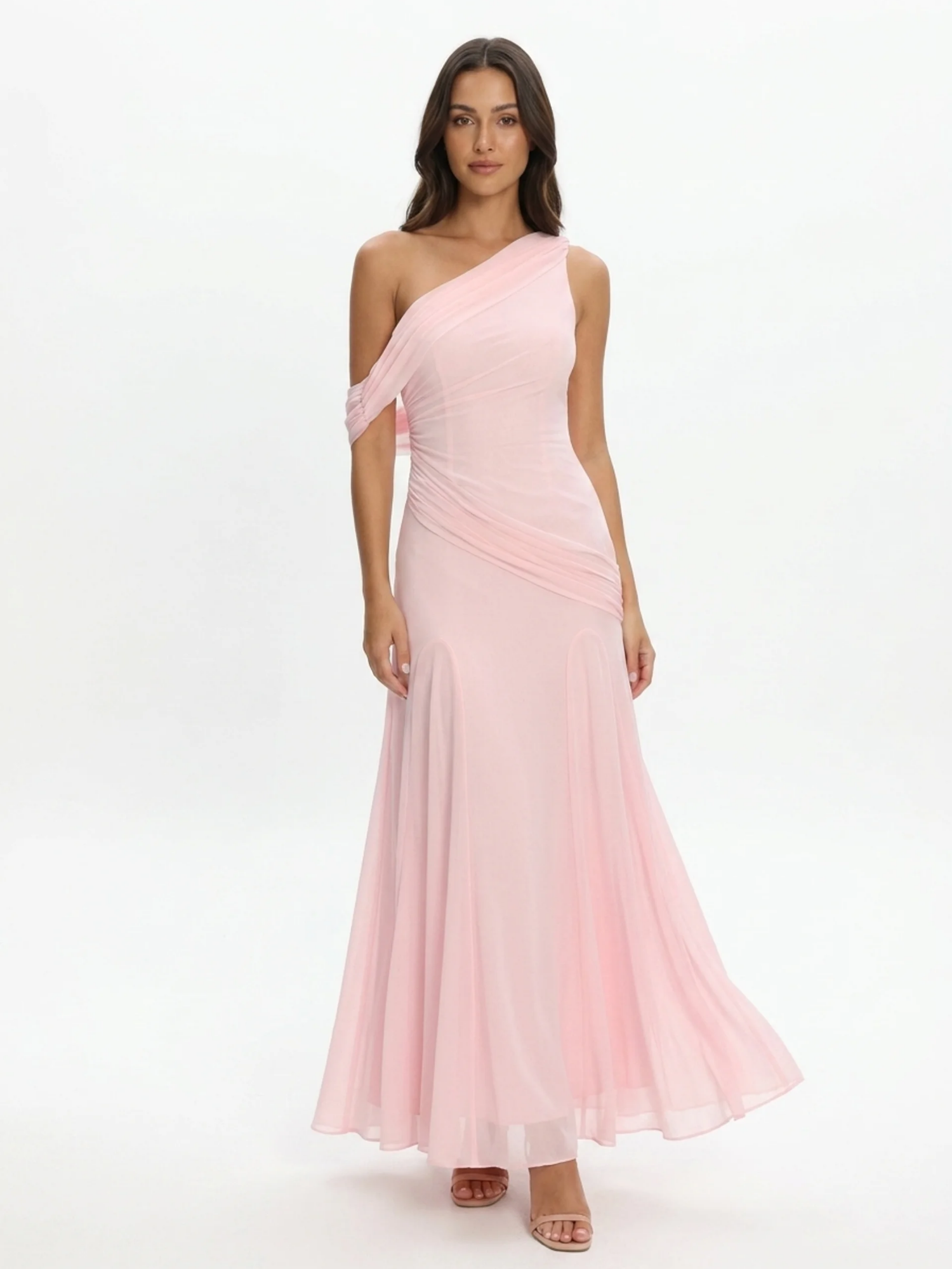 SOLVEIG Women's Asymmetric Draped One-Shoulder Maxi Gown